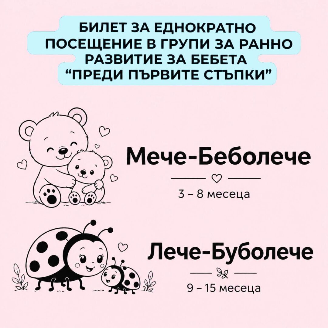 Билет за еднократно посещение в групи за ранно детско развитие "Преди първите стъпки"